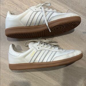 Adidas White and Brown Sneakers with Retro Design